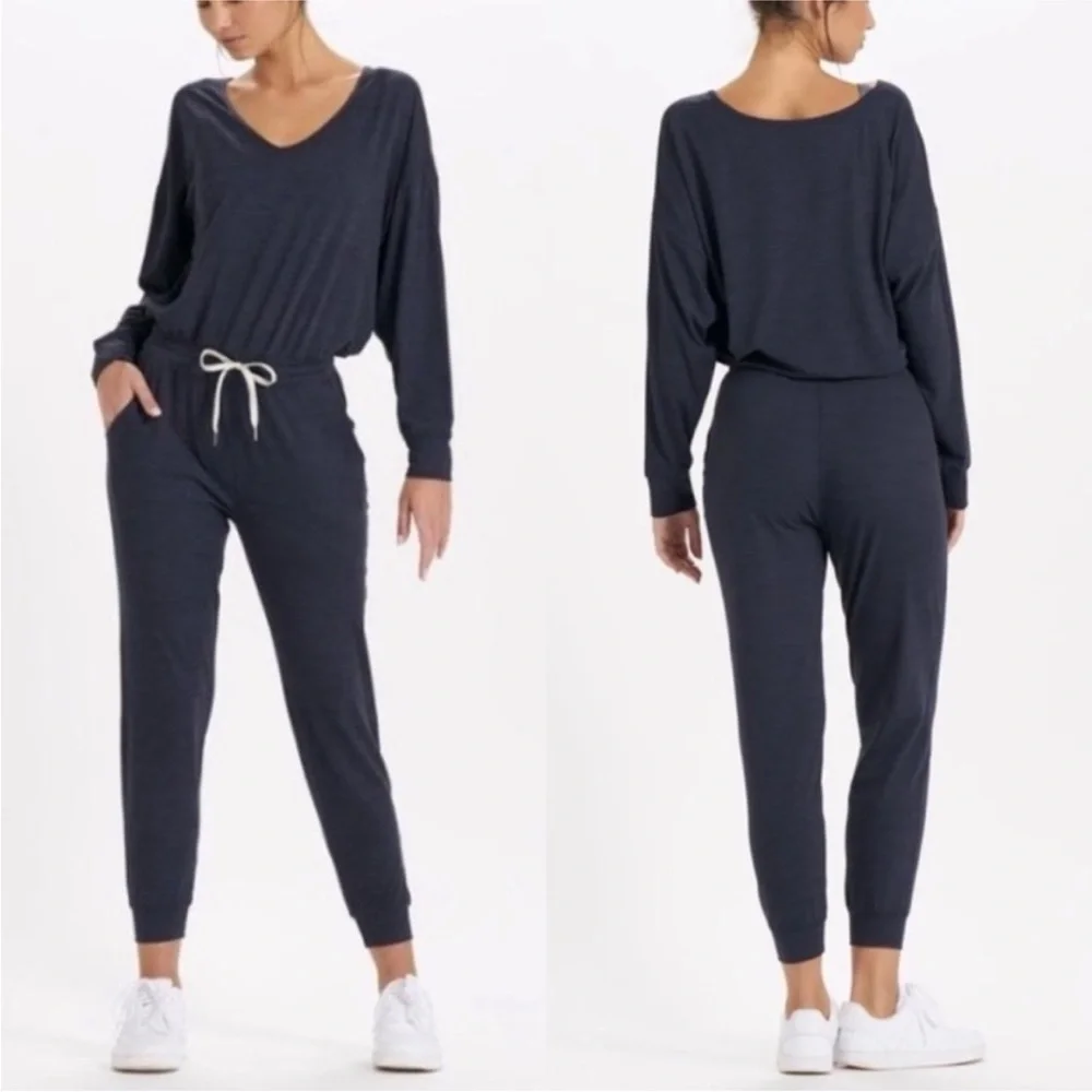 Vuori lux midnight heathered Long-Sleeve Jumpsuit with Drawstring - Picture 2 of 9